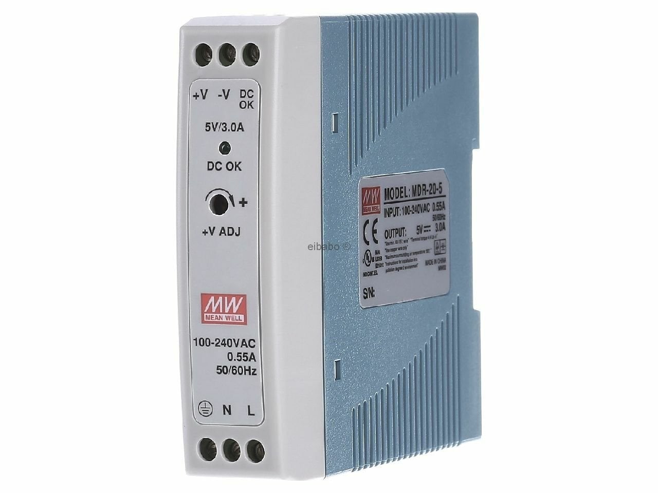 MDR-020-05 MDR205 5Vdc 3.0Amp DIN Rail  MEANWELL |