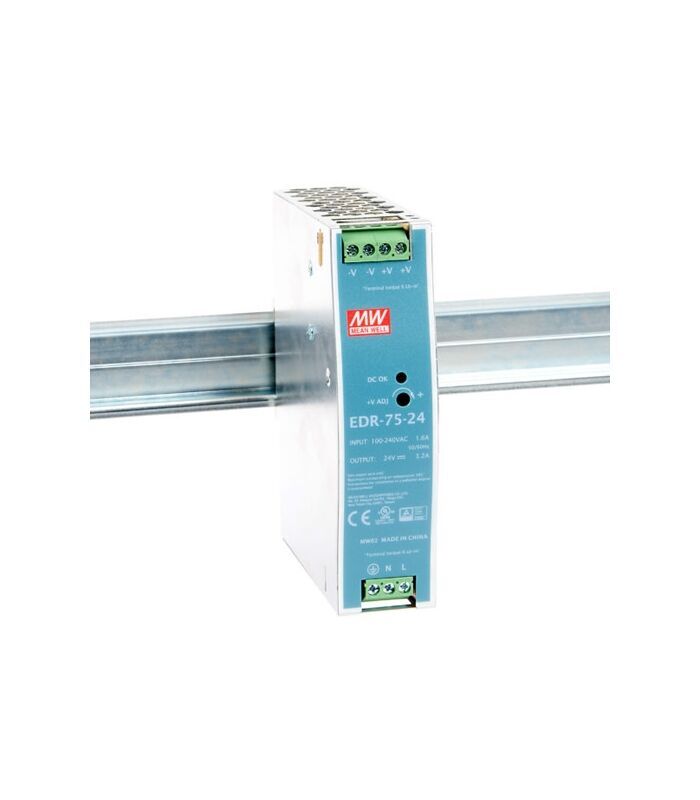 EDR-75-24 EDR7524 24Vdc 3.2Amp DIN Rail  MEANWELL |