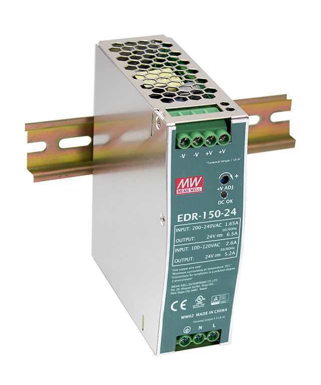 EDR-150-24 EDR15024 24Vdc 6.5Amp DIN Rail  MEANWELL |