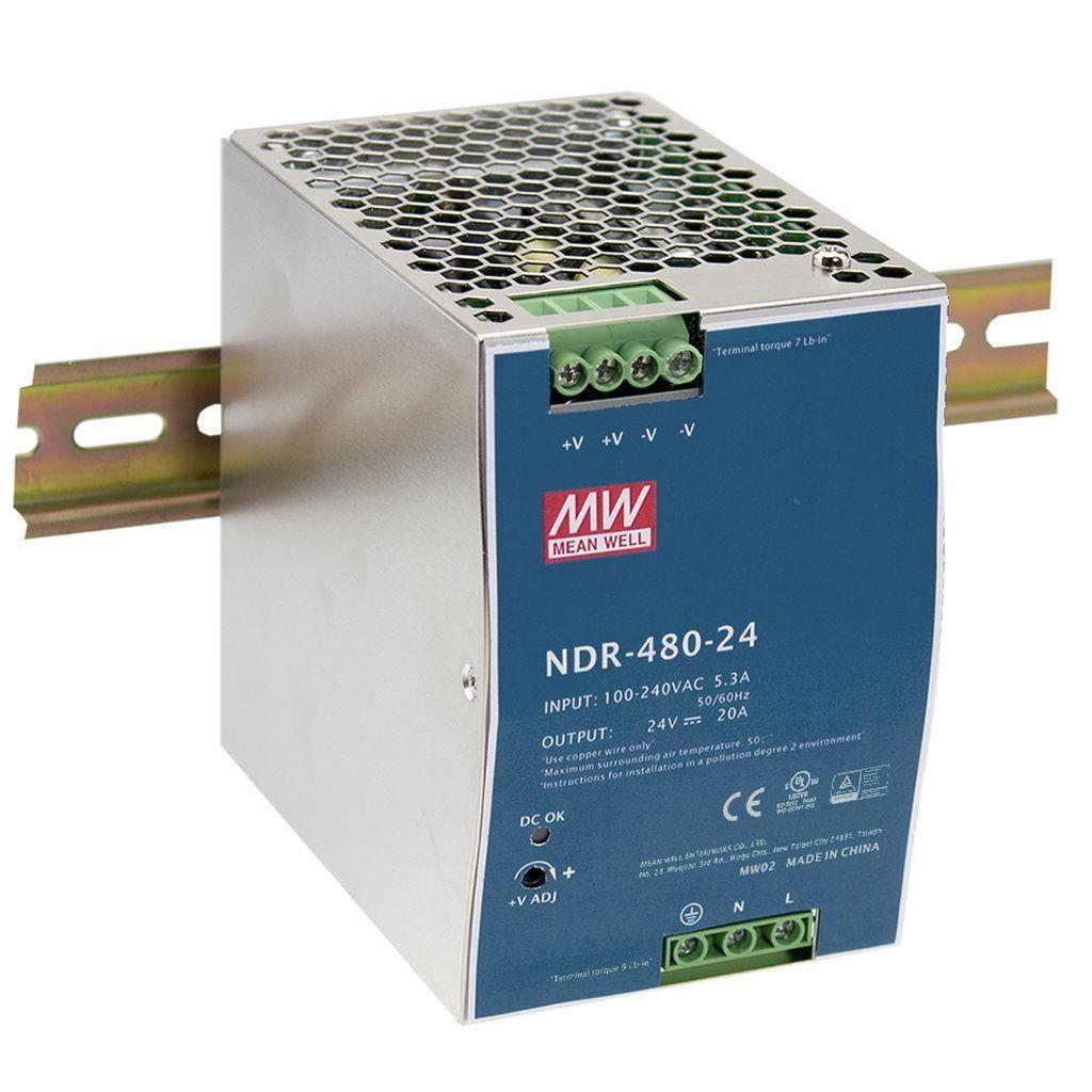 NDR-480-24 NDR48024 24Vdc 20.0Amp DIN Rail  MEANWELL |