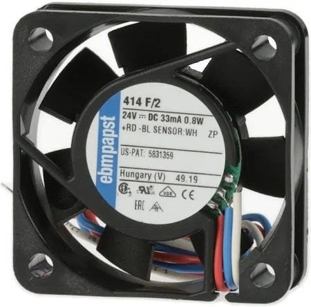 414F/2 DC Fanları Tubeaxial Fan 40x40x10mm 24VDC 4.7CFM Speed Signal / Open Collector Output