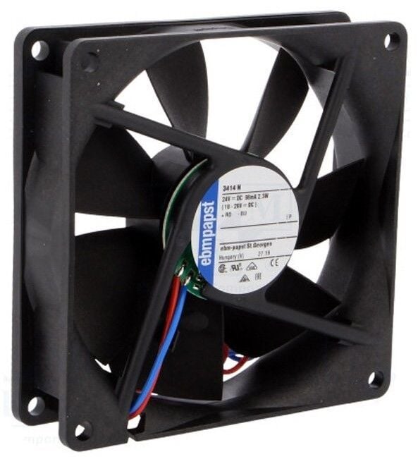 3414N DC Fanları DC Tubeaxial Fan 92x92x25mm 24V DC 49.4CFM 2.3W 32dBA 2700RPM Ball Bearing