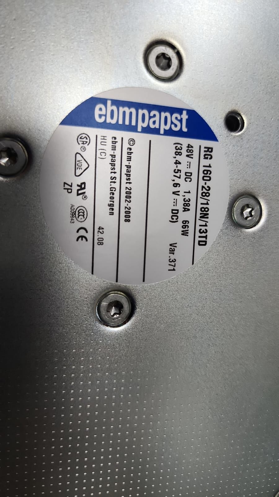 RG160-28/18N/13TD EBMPAPST 220X220X56mm 48V DC 1.38A 66W SIEMENS SÜRÜCÜ İÇİN FAN