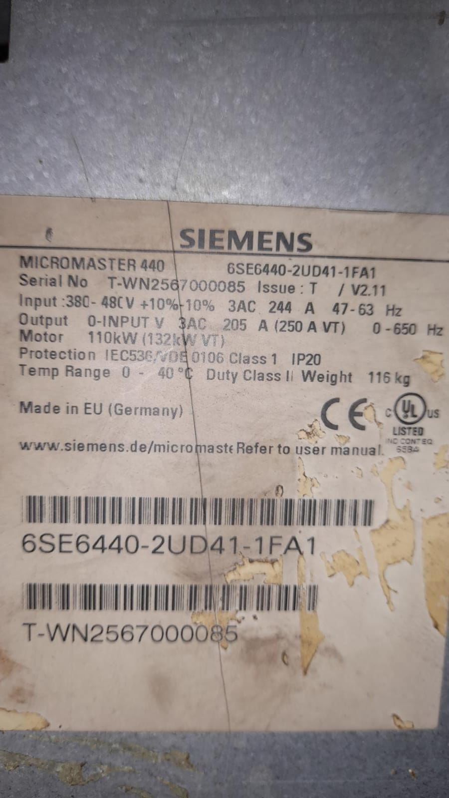 6SE6440-2UD41-1FA1 110 (132) KW