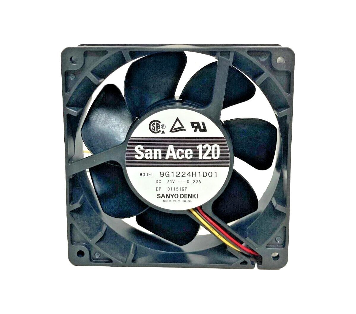 9G1224H1D01 | 24V DC 5.28W 0.220A 98.9 CFM (2.8 m3/min)  39 dBA 120x120x38mm 3 Kablolu DC Axial Fan