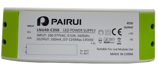 LNU40-C350  40W 350mA IP20 PFC PLASTİK KASA/MEANWELL APC-35-350 Muadili