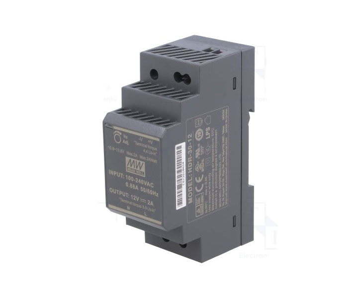 Meanwell HDR-30-12 12Vdc 2.0Amp Ray M.| PHOENIX  UNO-PS/1AC/12DC/30W Muadili