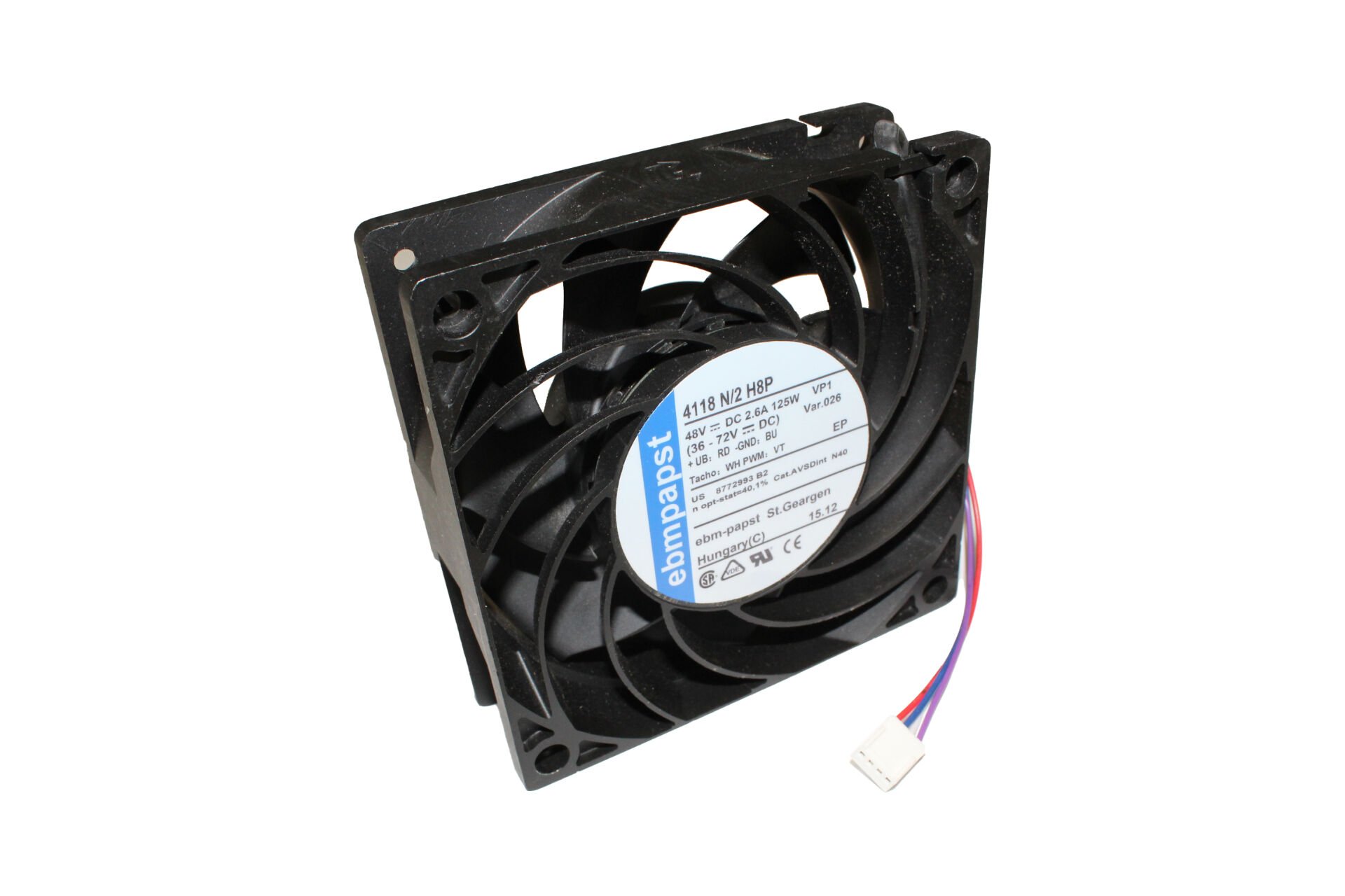 4118N/2H8P | 48V DC 2.6A 125W 119x119x38mm With Wallring Bal, S-Force Axial Fan