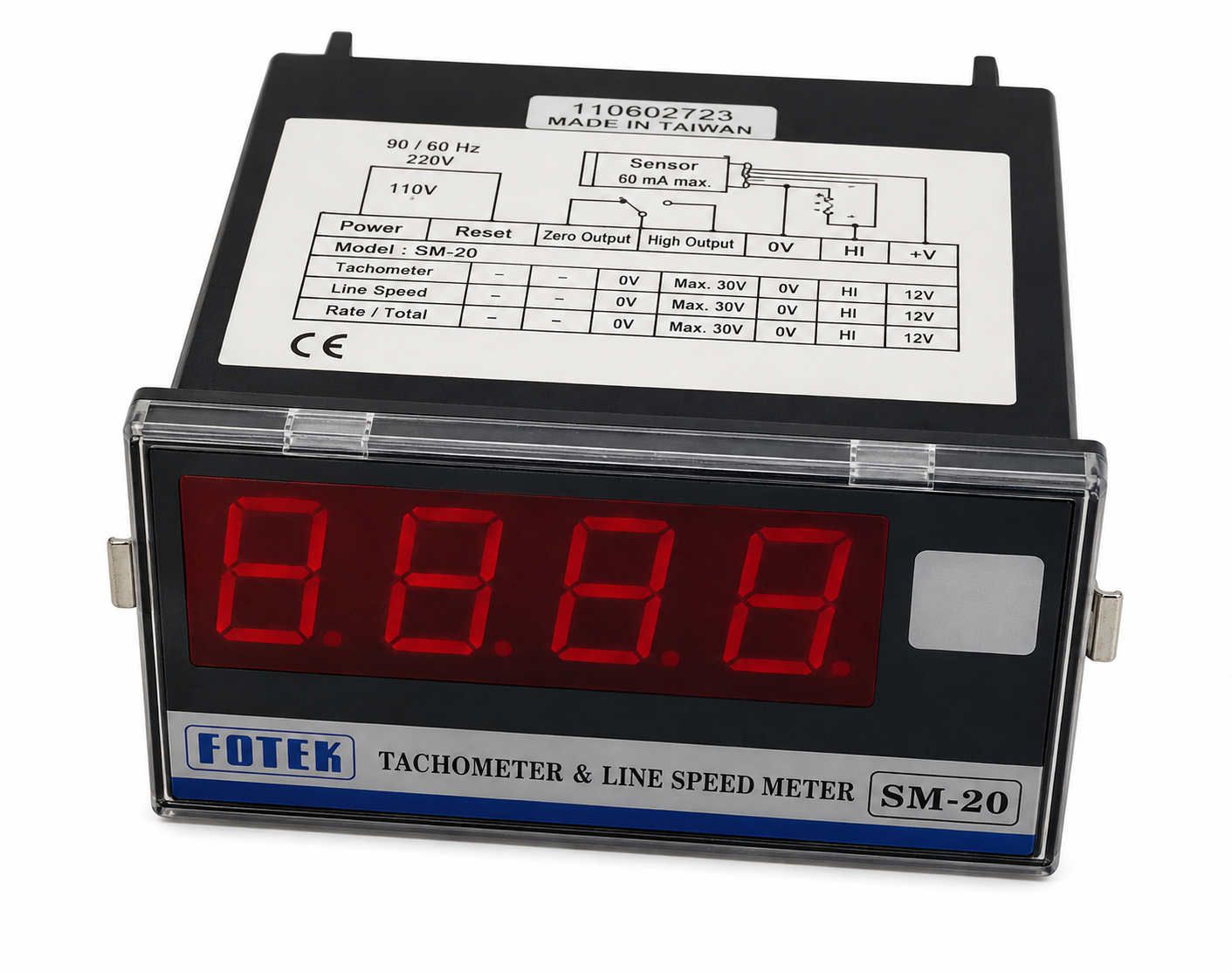 SM-20 | 90~265V AC 50/60Hz 6mA/12V Max. NO/NC Takometre ve Hat Hızı Ölçer