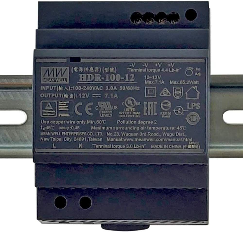 HDR-100-12 12Vdc 7.1Amp DIN Rail StepShape