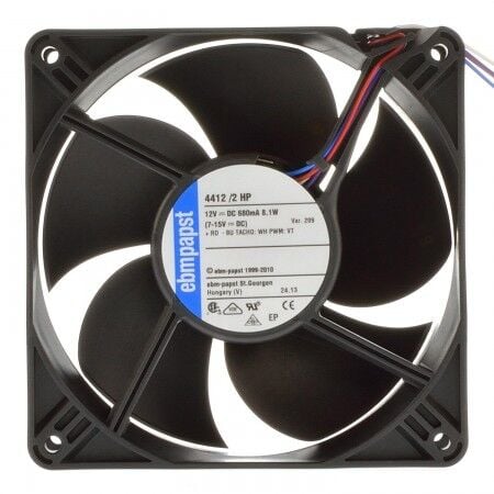 4412/2HP | 12V DC 680mA 8.1W 119x119x38mm Open Collect Output/High Signal PWM Axial Fan+Wallring 4 Kablolu Fan