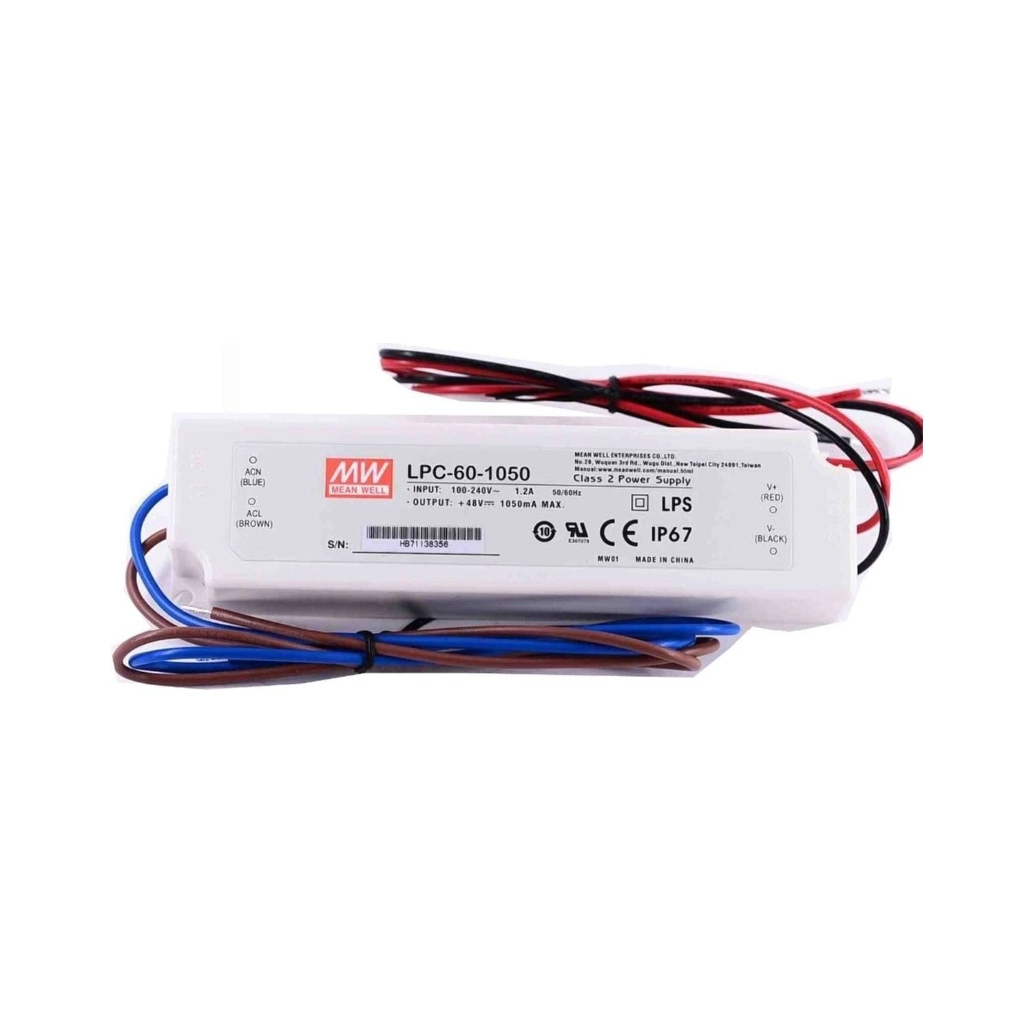 LPC-60-1050 LPC601050 9~48Vdc 1050mA IP67  MEANWELL |