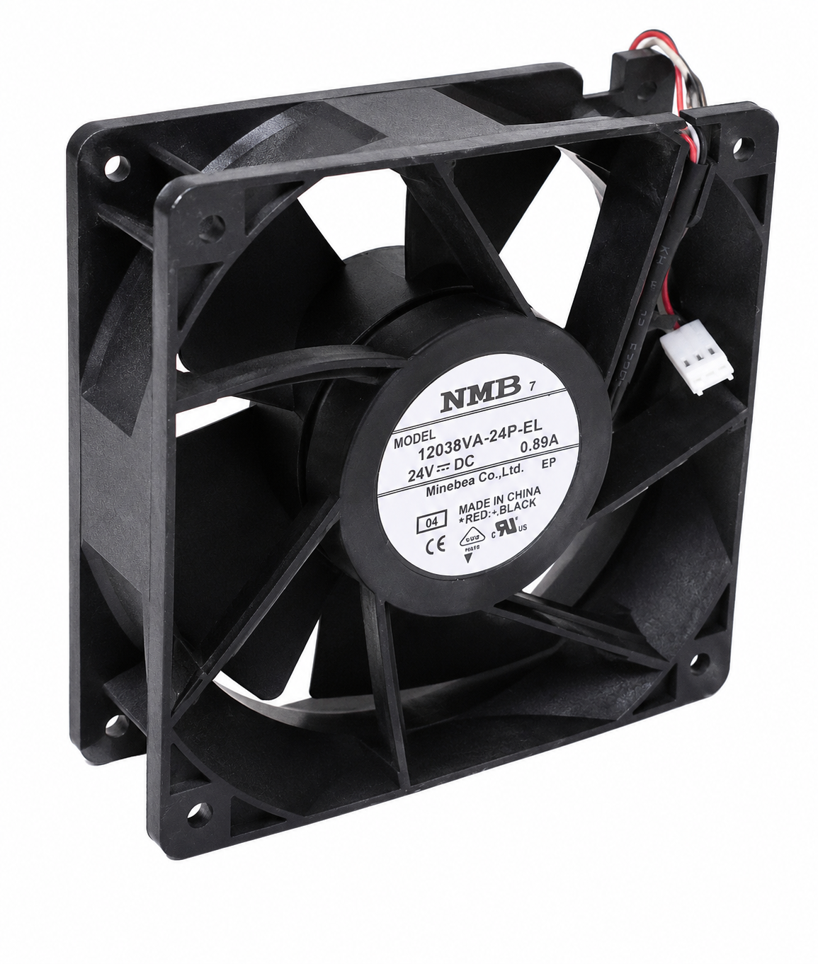 12038VA-24P-EL |  24V DC 0.89A 190CFM Flange 120x120x38mm Lock Sensor 3 Kablolu Tubeaxial Fan