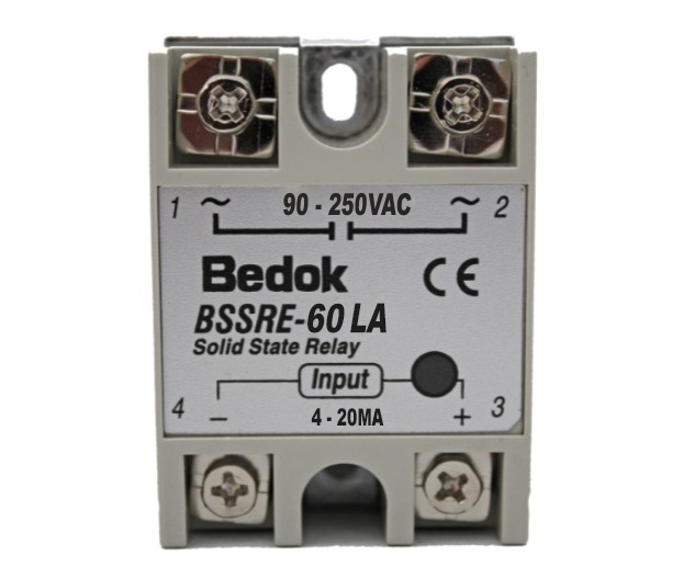 BSSRE-60LA BEDOK 4-20MA Kontrol Girişi,90-250VAC Çıkış Voltajı,60A Monofaze SOLİD STATE RELAY(SSR Röle)