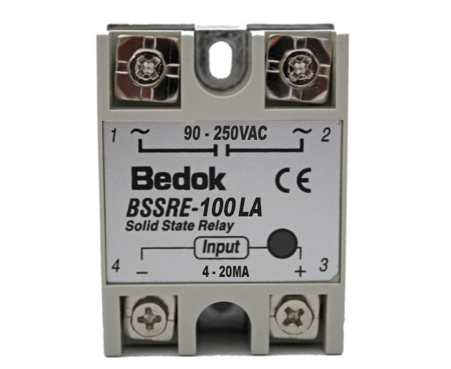 BSSRE-100LA BEDOK 4-20MA Kontrol Girişi,90-250VAC Çıkış Voltajı,100A Monofaze SOLİD STATE RELAY(SSR Röle)