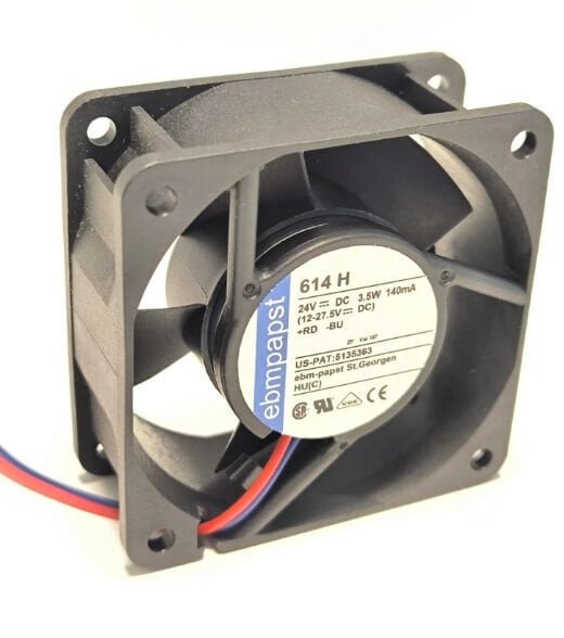 614H | 24V DC 27CFM 3.5W 140mA 44dBA  60x60x25mm Küresel Kablolar DC Tubeaxial Fan