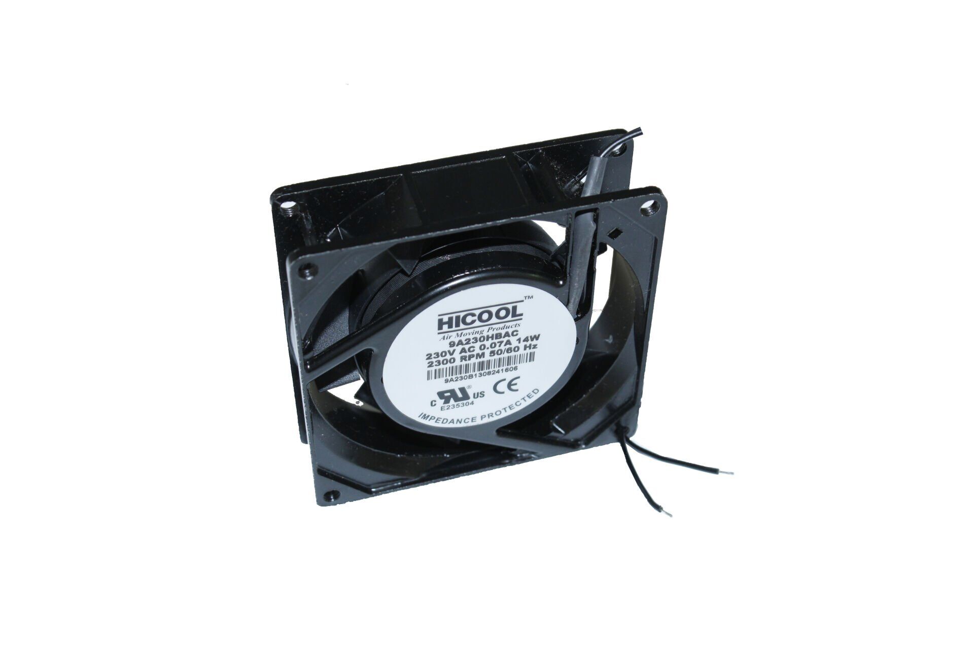 9A230HBAC 90X90X25MM,220VAC AKSİYEL,ALİMİNYUM KARE,RULMANLI,2 KABLOLU HİCOOL FAN