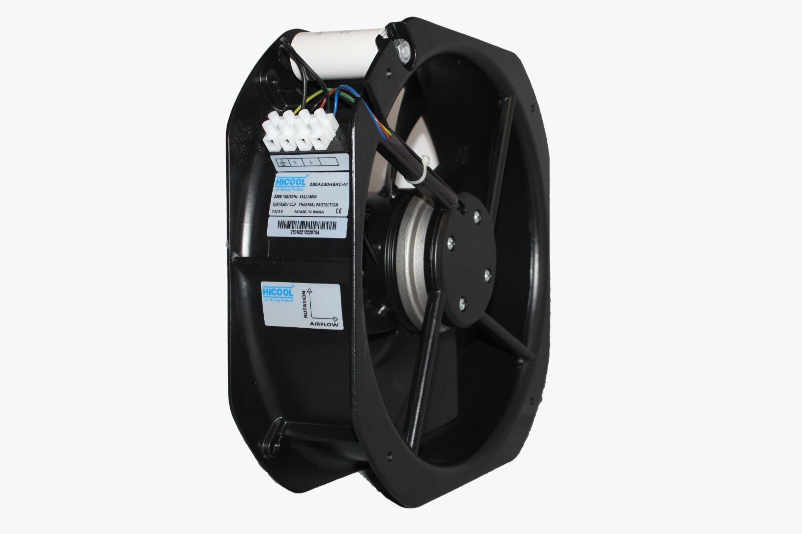 280A230HBAC-M 280X280X80MM,230VAC AKSİYEL,TAMAMI METAL KARE,RULMANLI,2 KABLOLU HİCOOL FAN/W2E250-HL06-01 EBMPAPST MUADİLİ