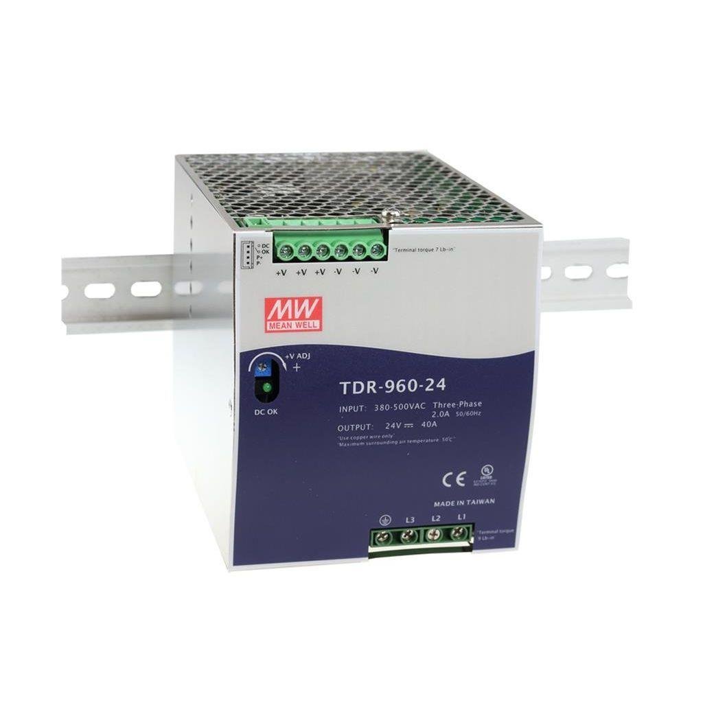 TDR-960-24 TDR96024 24Vdc 40.0Amp DIN Rail Trifaze MEANWELL