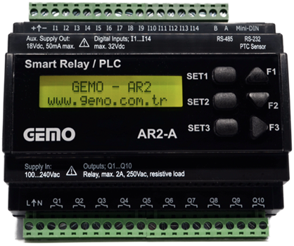 AR2-A-24VDC-14D-RTC Akıllı Röle / PLC